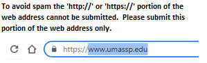 To avoid spam the 'http://' or 'https://' portion of the web address cannot be submitted.